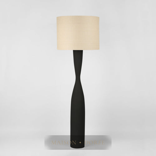 Callum Floor Lamp Base Black with Natural Shade — Black