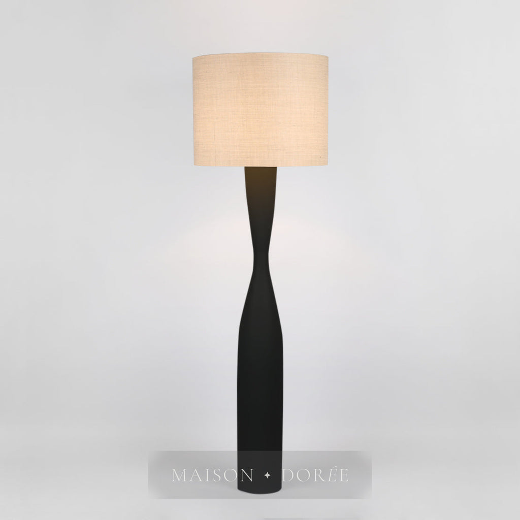 Callum Floor Lamp Base Black with Natural Shade