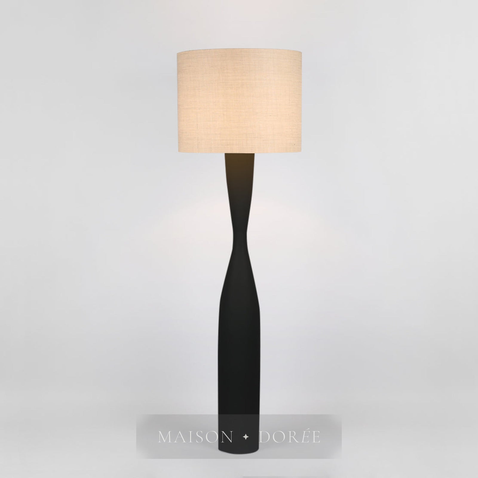 Callum Floor Lamp Base Black with Natural Shade