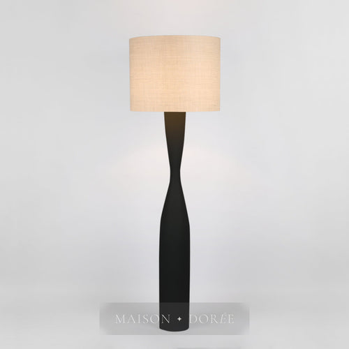 Callum Floor Lamp Base Black with Natural Shade