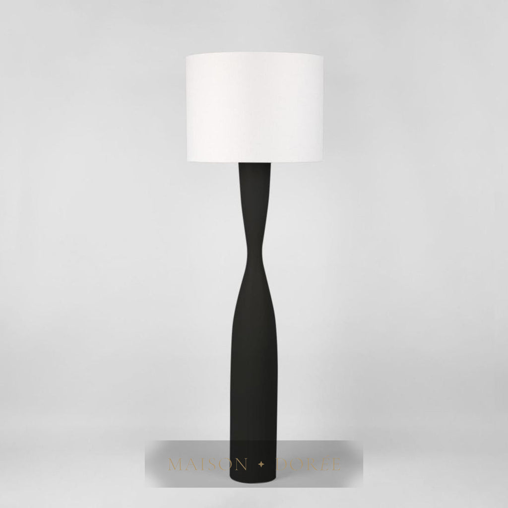 Callum Floor Lamp Base Black with White Shade — Black