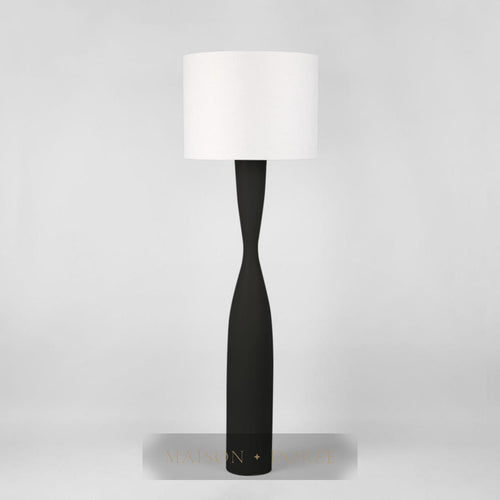 Callum Floor Lamp Base Black with White Shade — Black