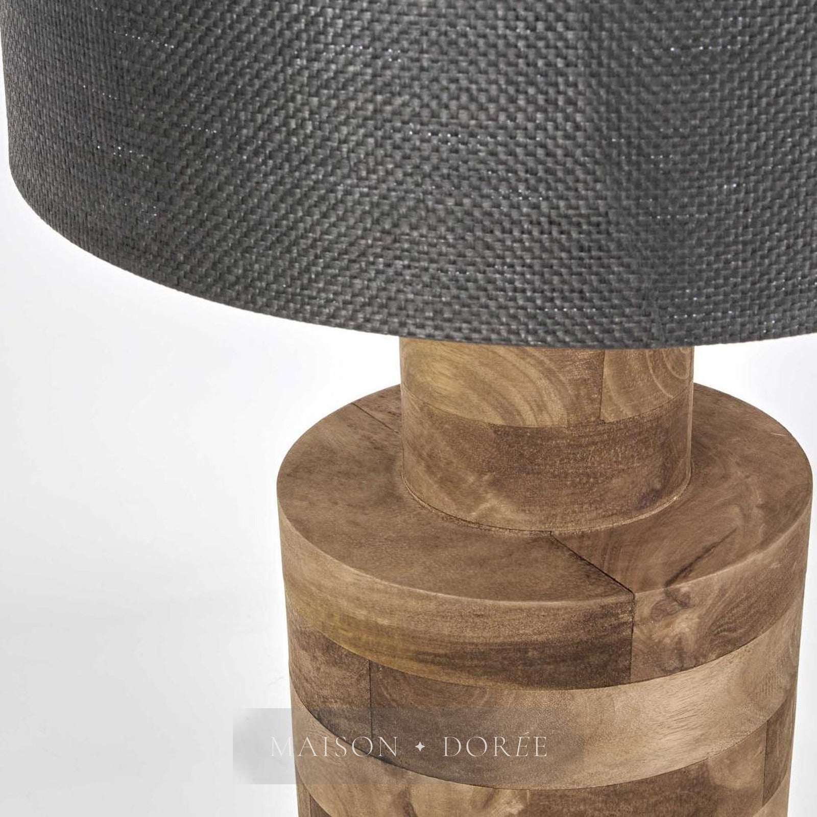 Circa Timber Table Lamp Small Black Shade