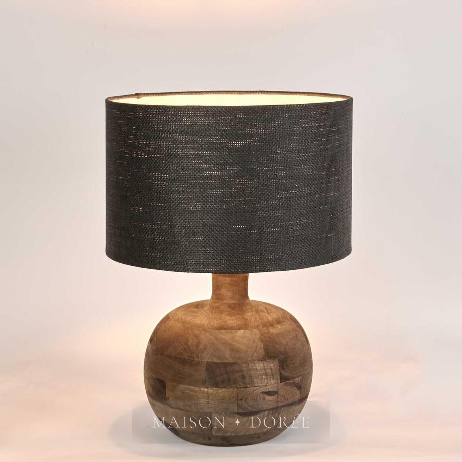 Arum Timber Table Lamp Black Shade