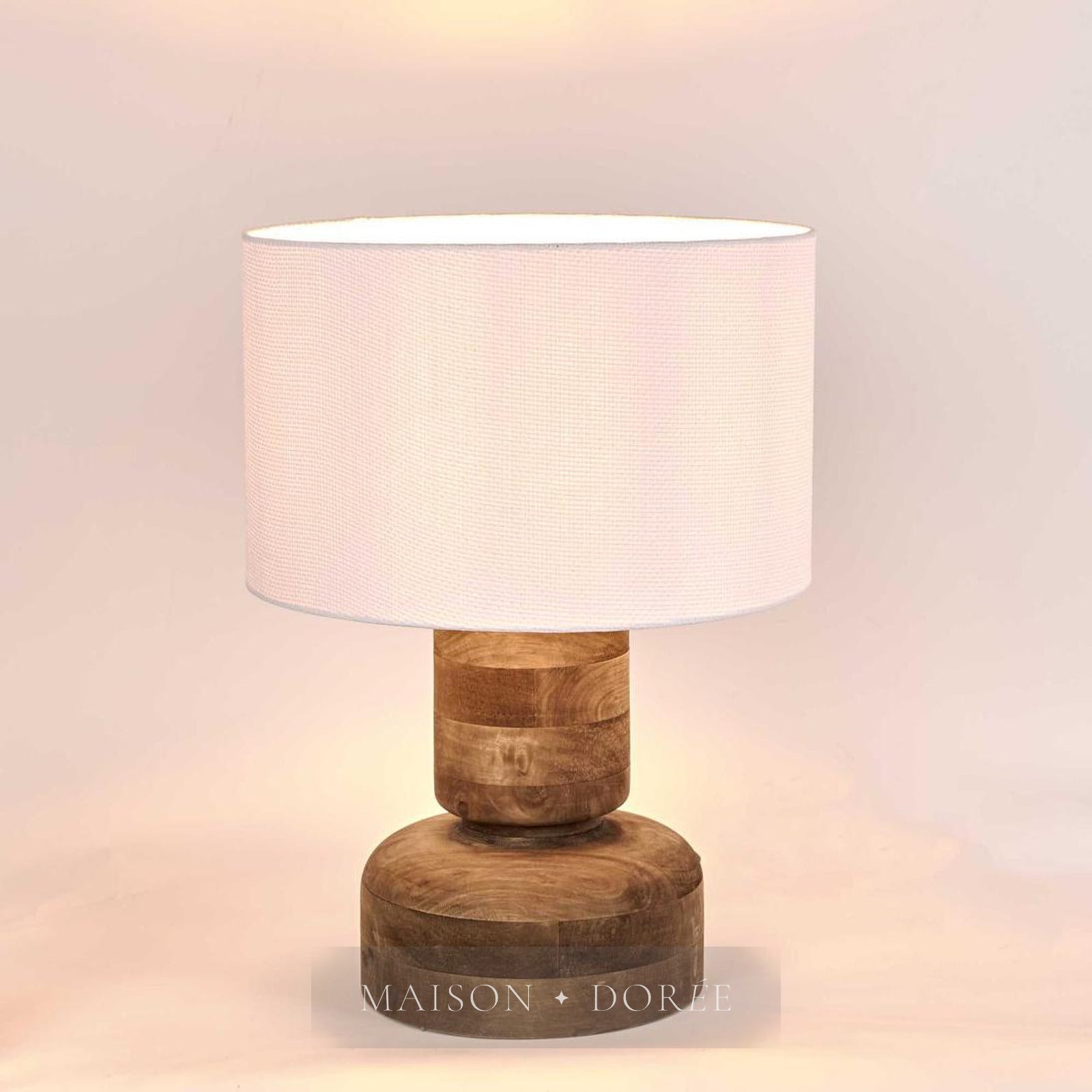 Clem Timber Table Lamp White Shade