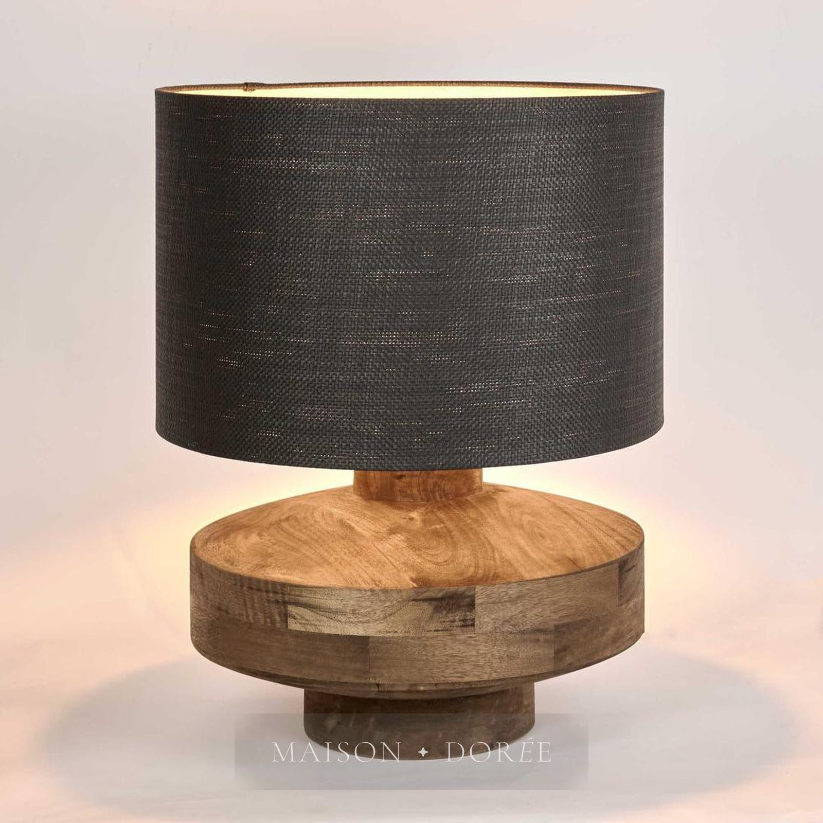 Circa Timber Table Lamp Large Black Shade
