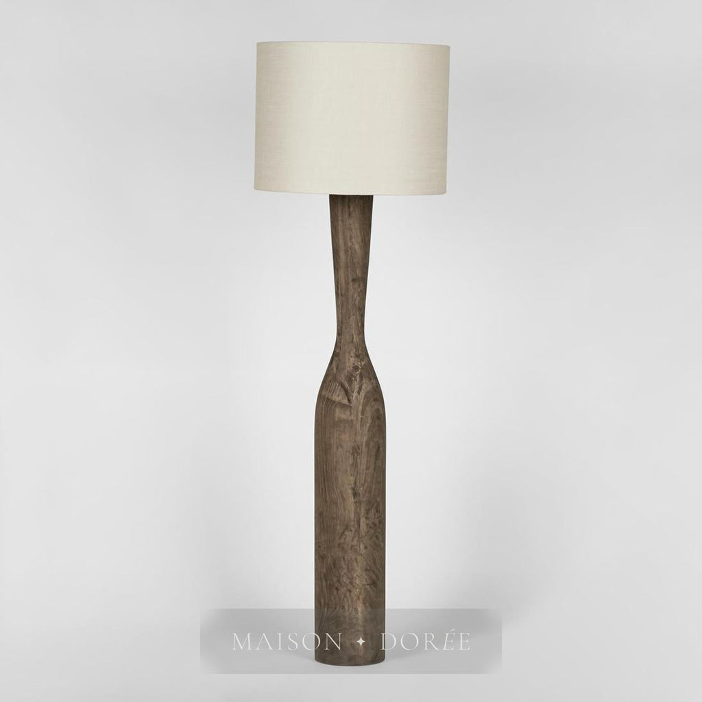 Callum Timber Floor Lamp Base With Natural Shade — Natural