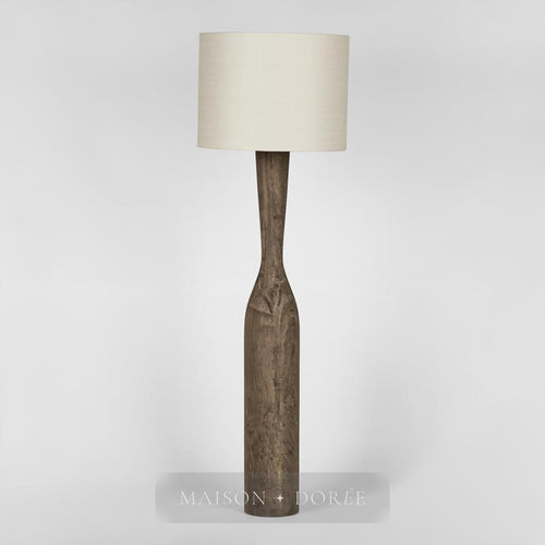 Callum Timber Floor Lamp Base With Natural Shade — Natural