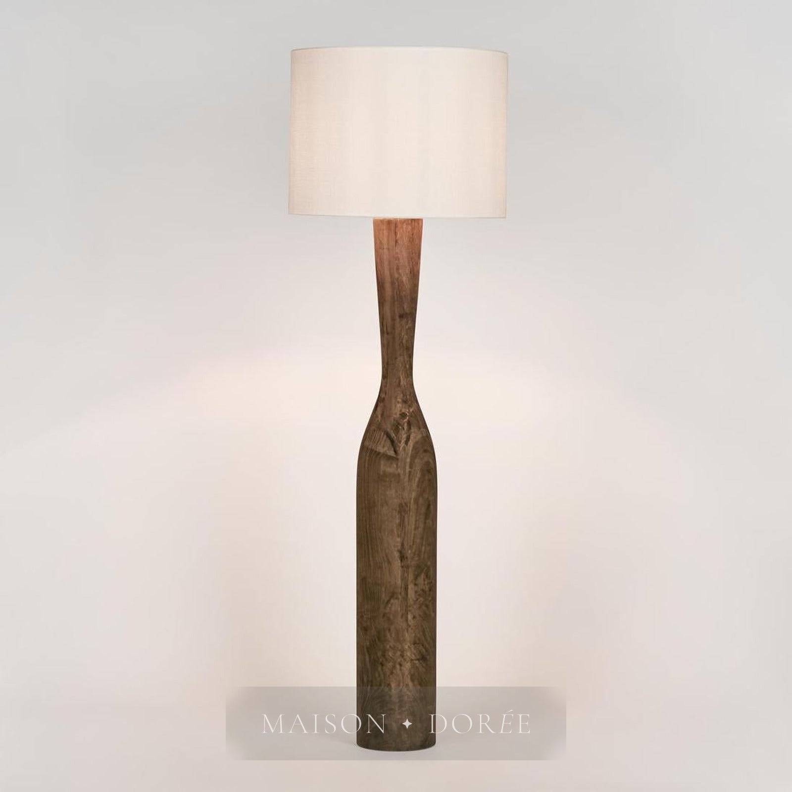 Callum Timber Floor Lamp Base With White Shade