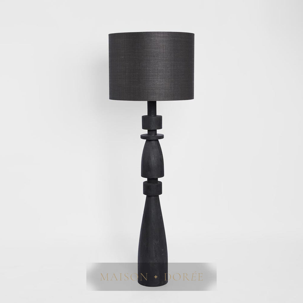 Magnus Wood Floor Lamp Black Base with Black Shade — Black