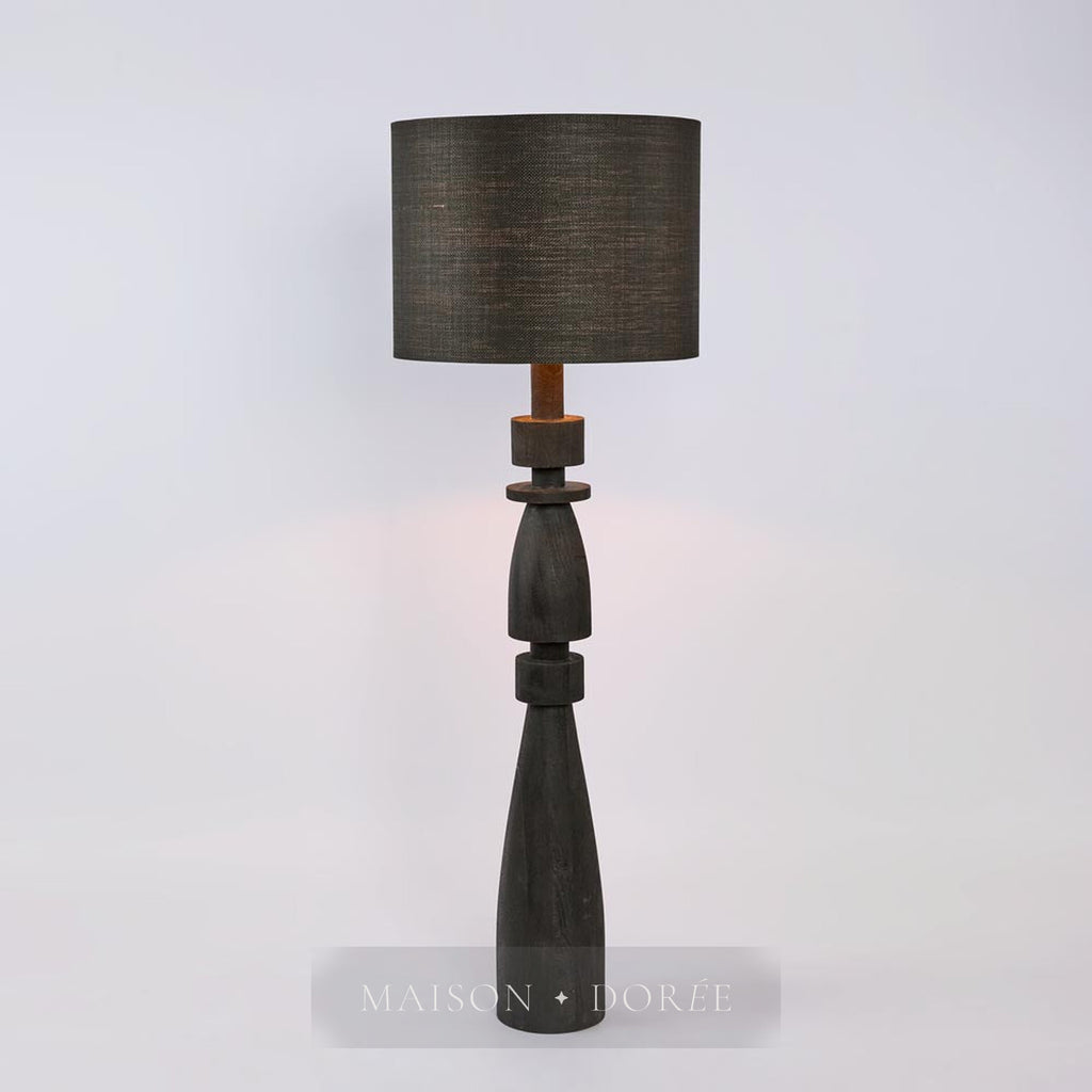 Magnus Wood Floor Lamp Black Base with Black Shade