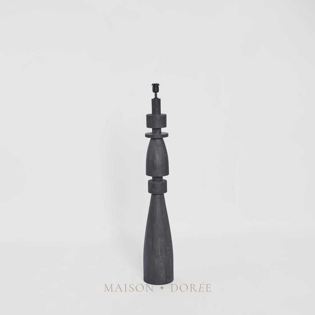Magnus Wood Floor Lamp Black Base with Black Shade