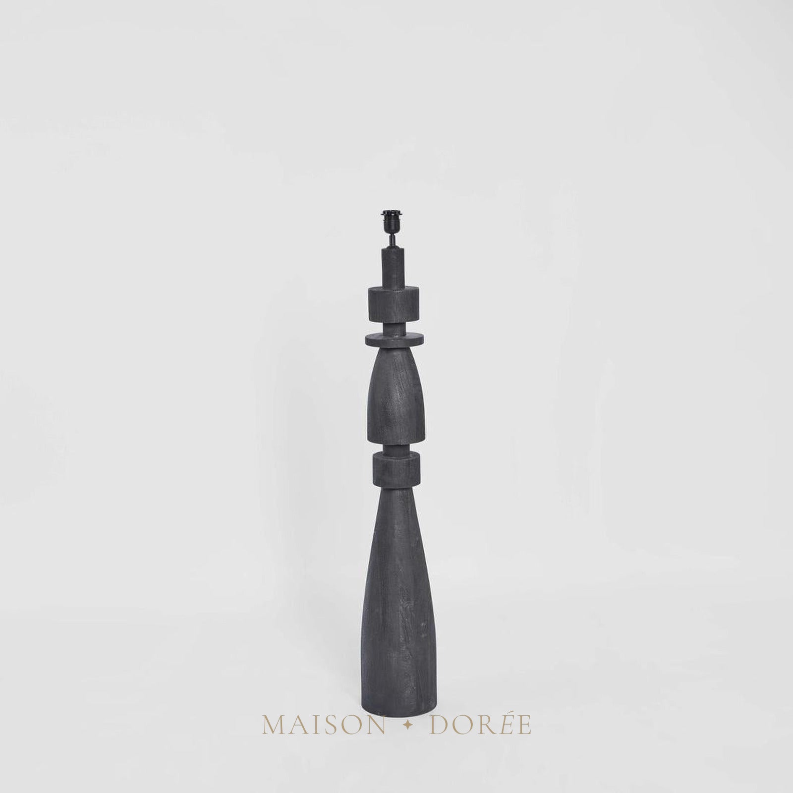Magnus Wood Floor Lamp Black Base with Black Shade