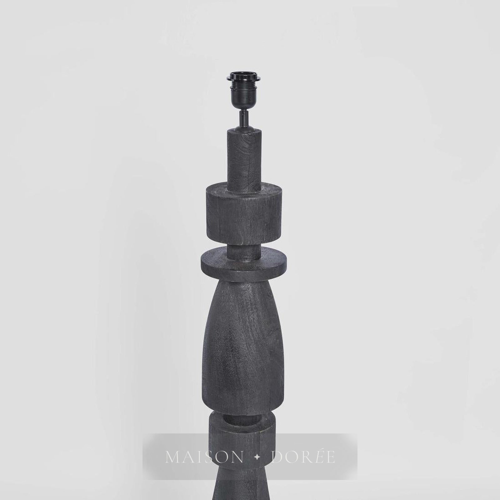 Magnus Wood Floor Lamp Black Base with Black Shade