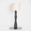 Magnus Wood Floor Lamp Black Base with Natural Shade — Black
