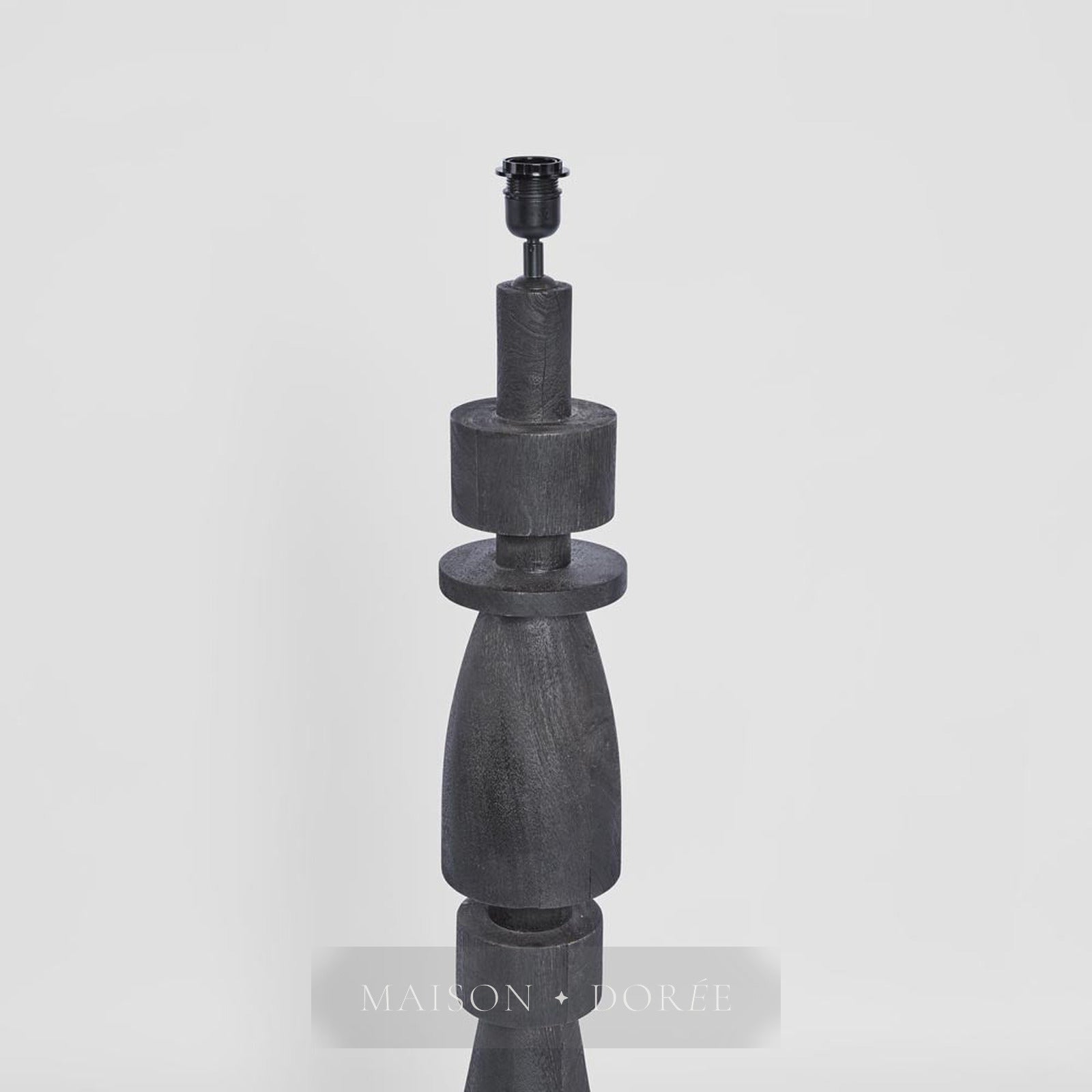 Magnus Wood Floor Lamp Black Base with Natural Shade