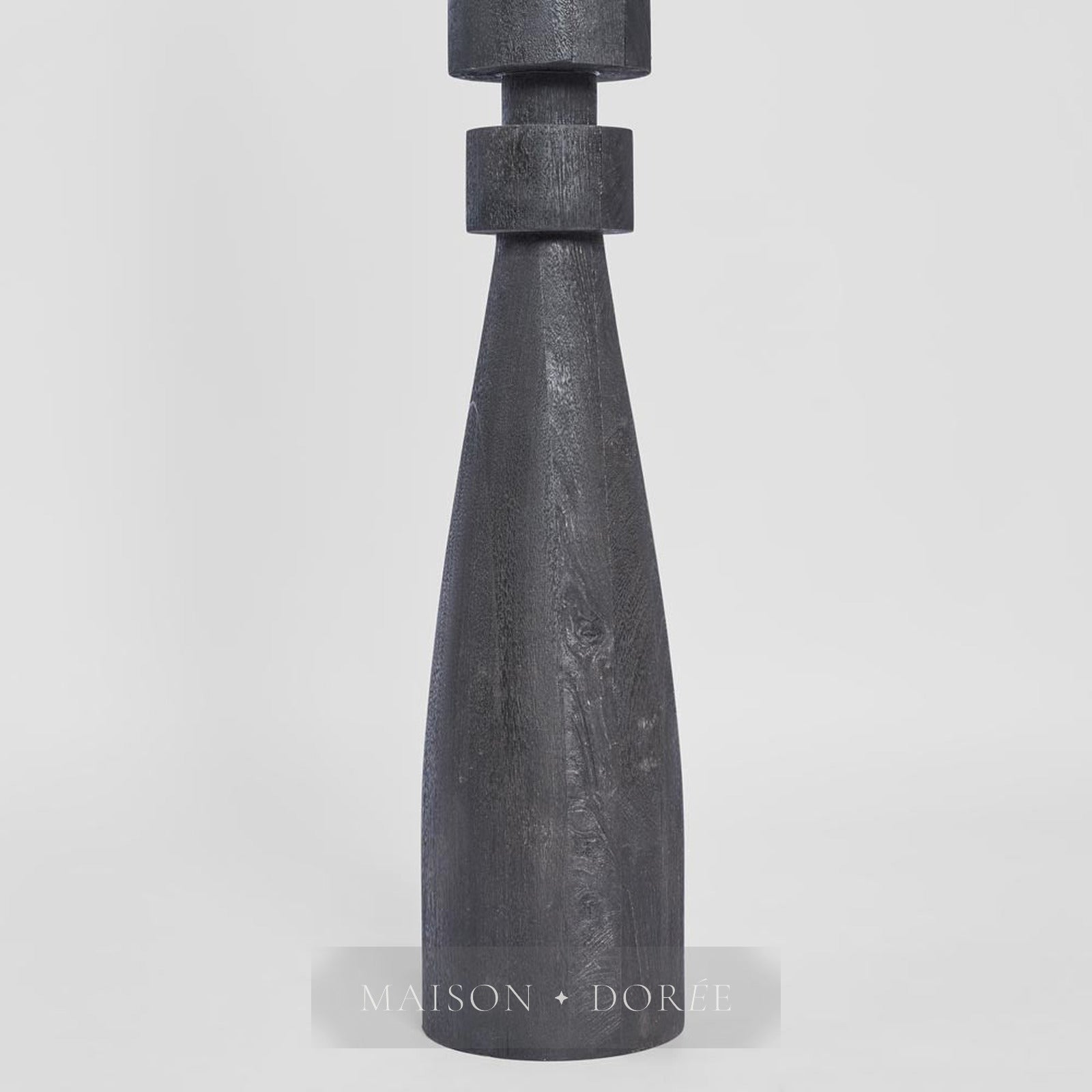 Magnus Wood Floor Lamp Black Base with Natural Shade