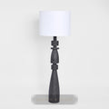 Magnus Wood Floor Lamp Black Base with White Shade — Black