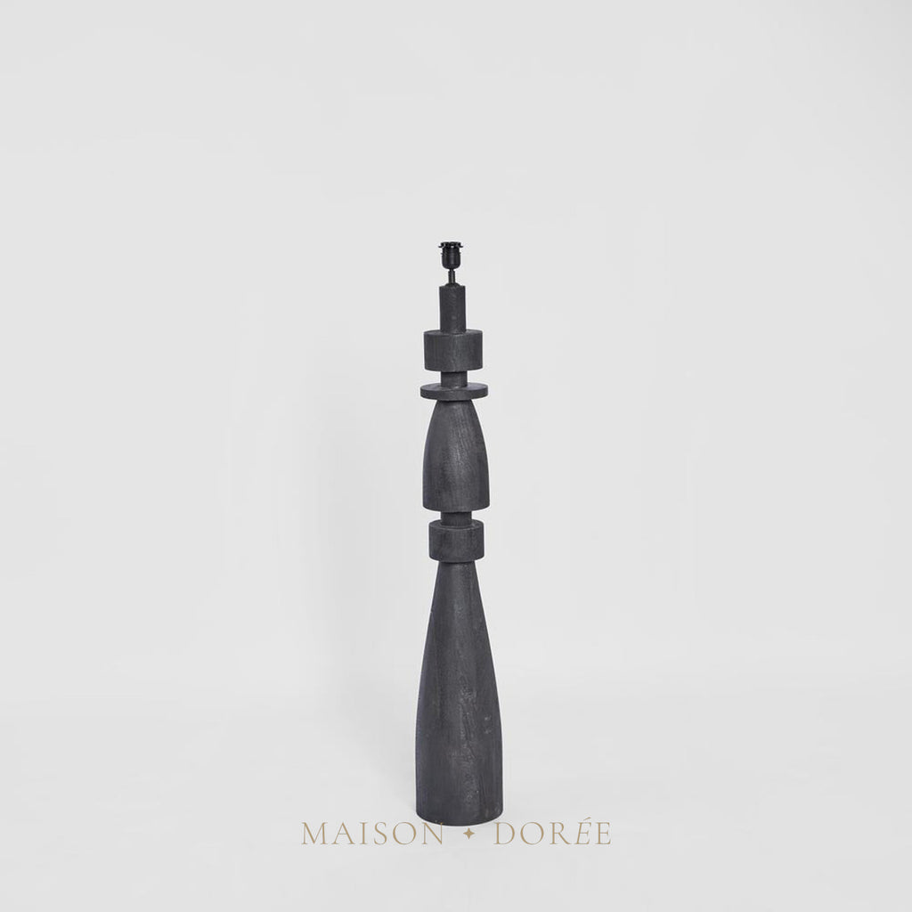 Magnus Wood Floor Lamp Black Base with White Shade