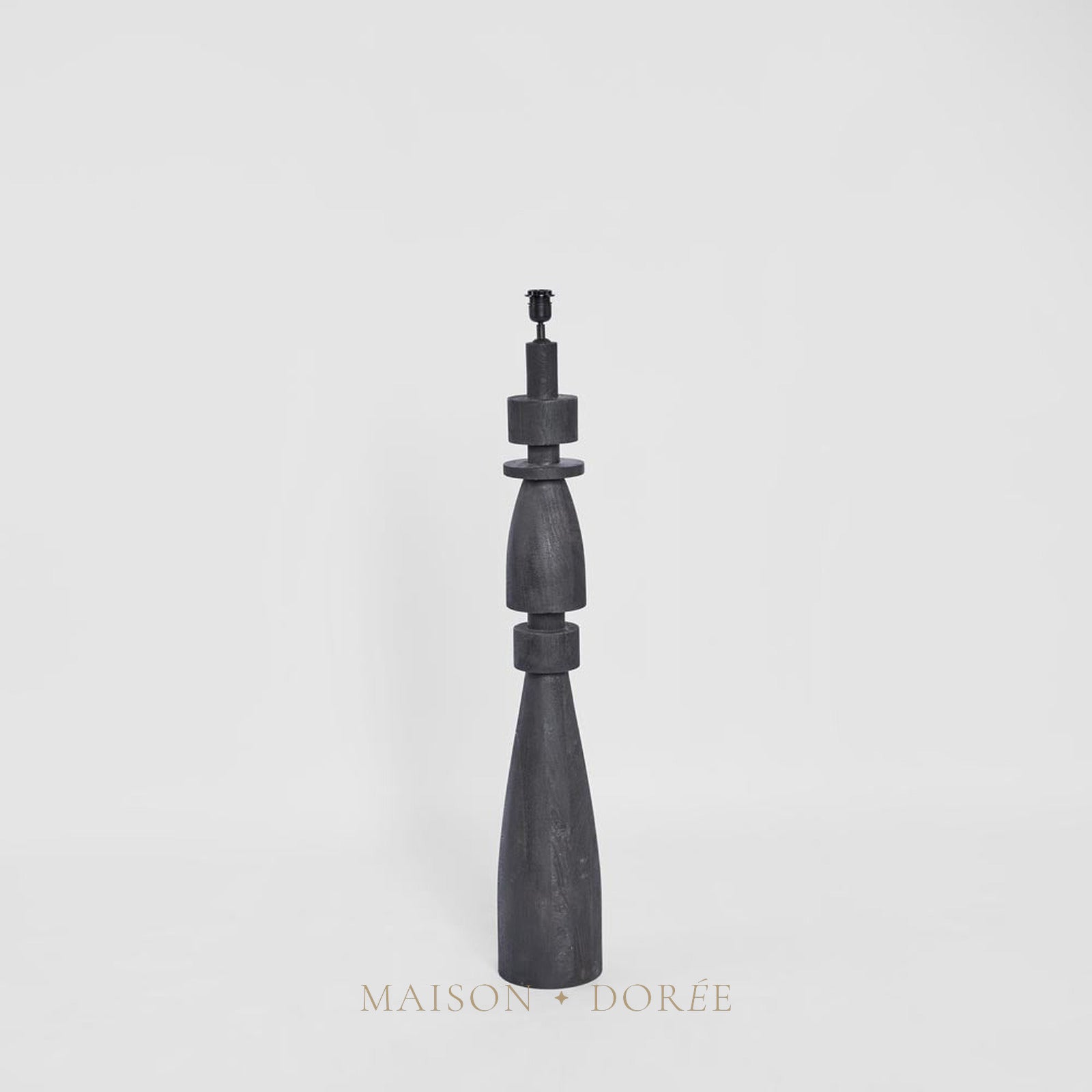 Magnus Wood Floor Lamp Black Base with White Shade