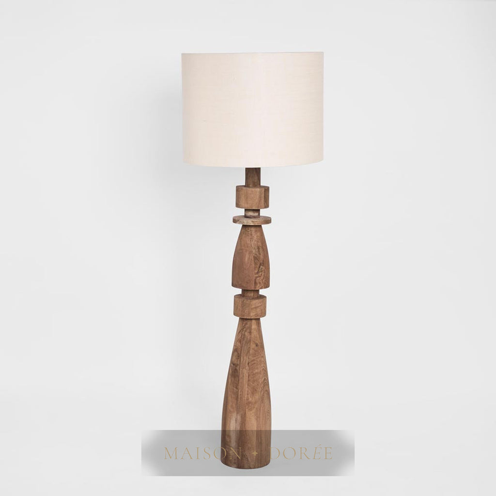 Magnus Wood Floor Lamp Saddle Base with Natural Shade — Natural