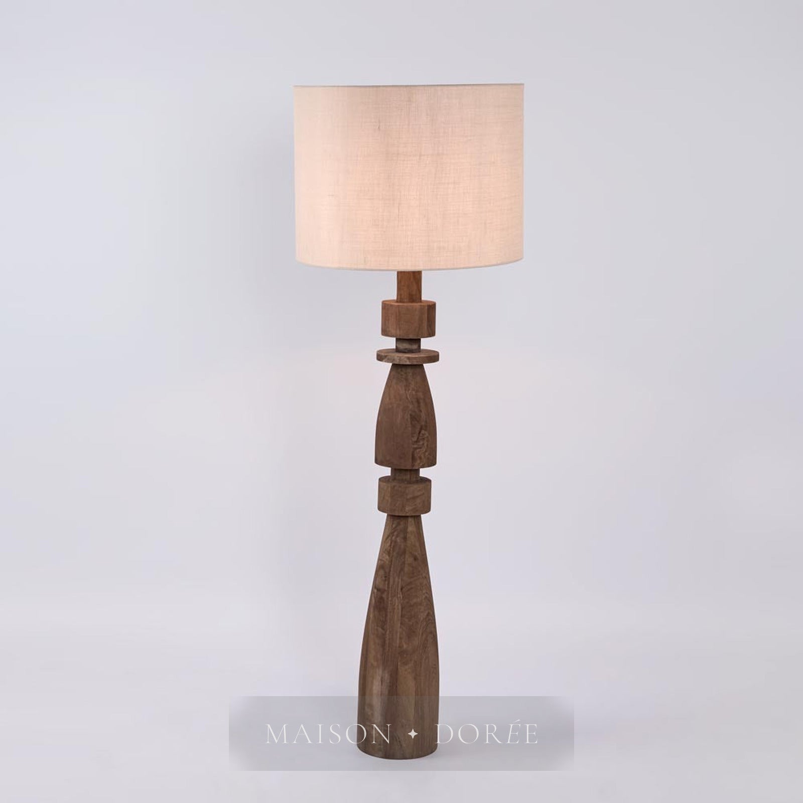 Magnus Wood Floor Lamp Saddle Base with Natural Shade