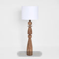 Magnus Wood Floor Lamp Saddle Base with White Shade — White