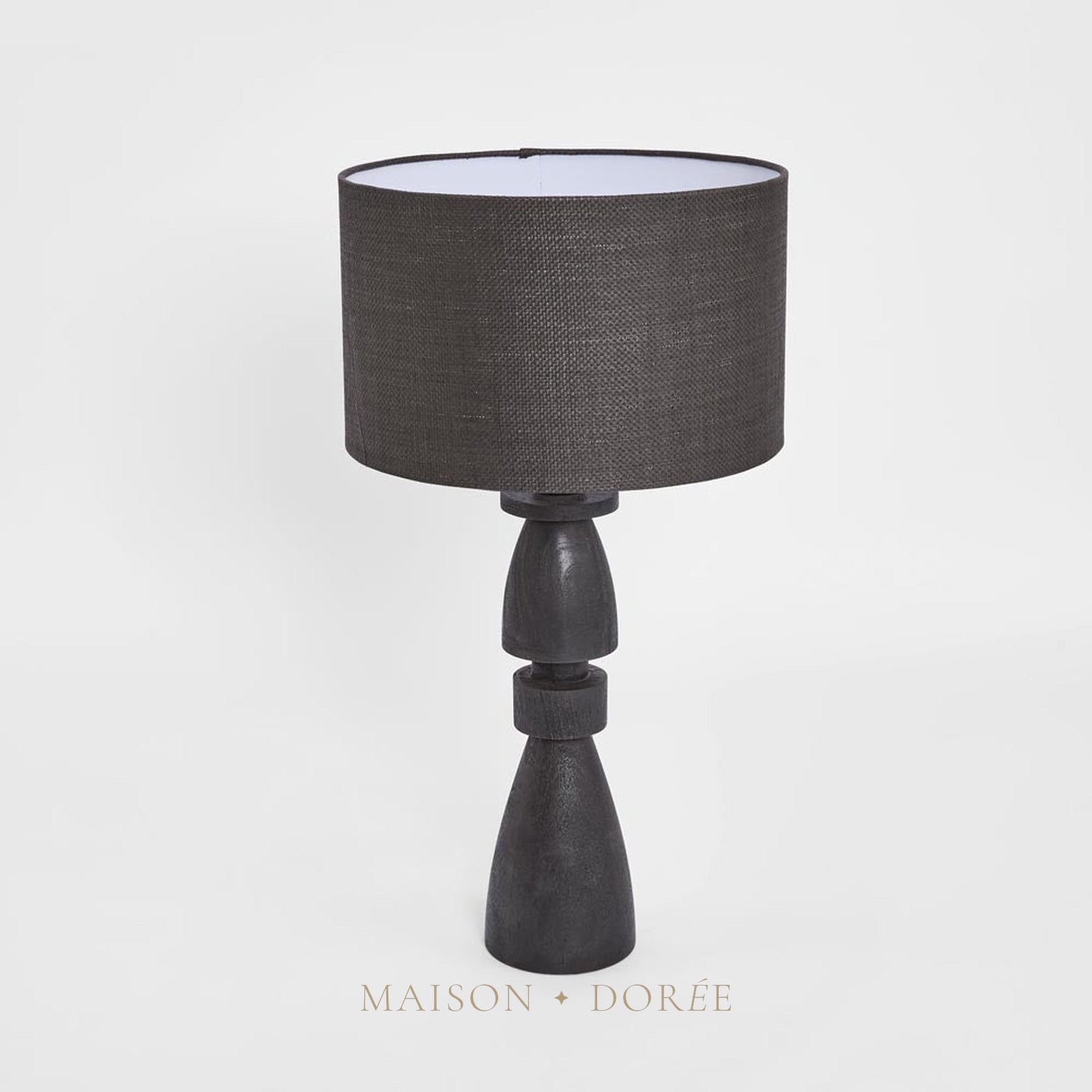 Magnus Wood Table Lamp Black Base with Black Shade