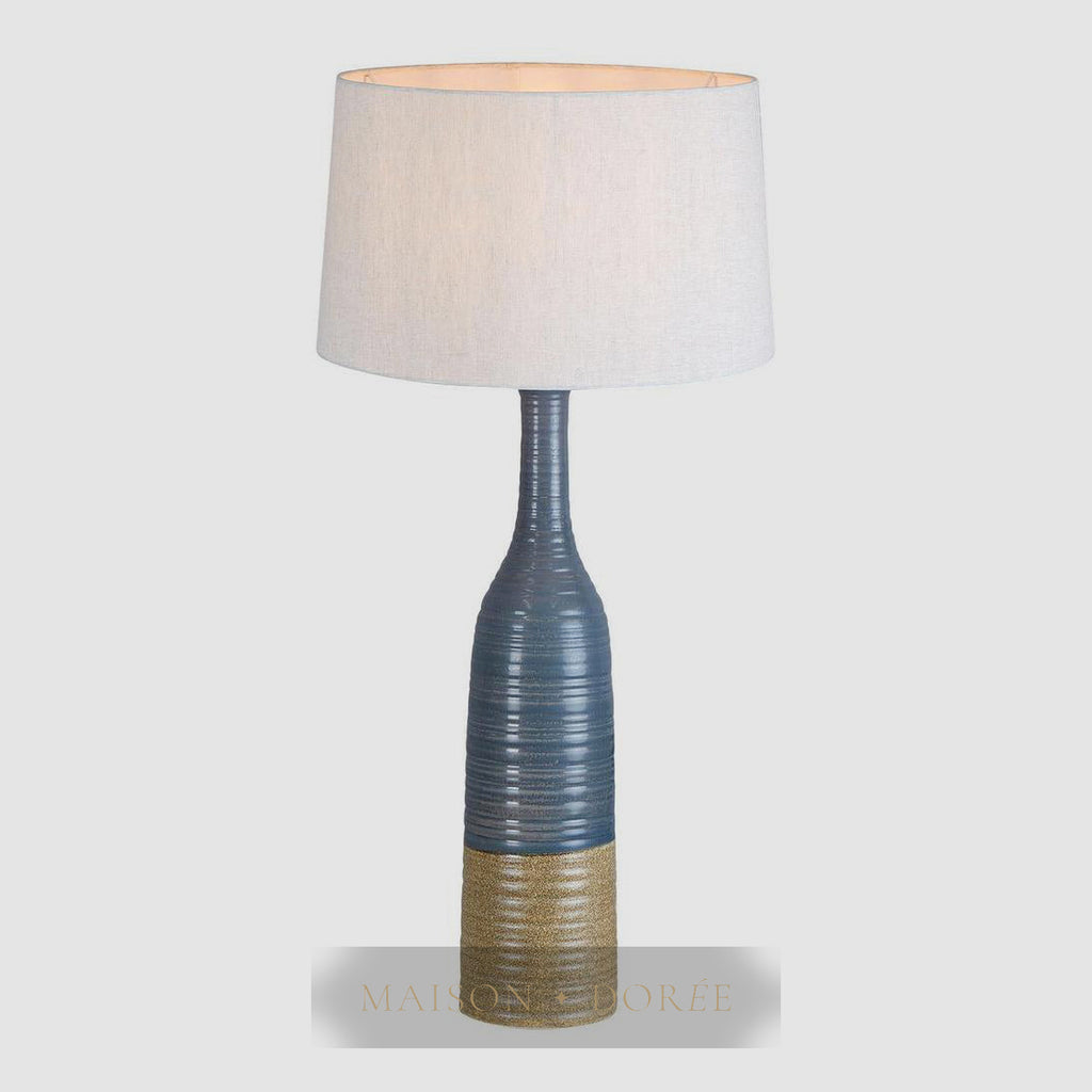 Potters Large - Grey/Brown - Tall Thin Glazed Ceramic Table Lamp