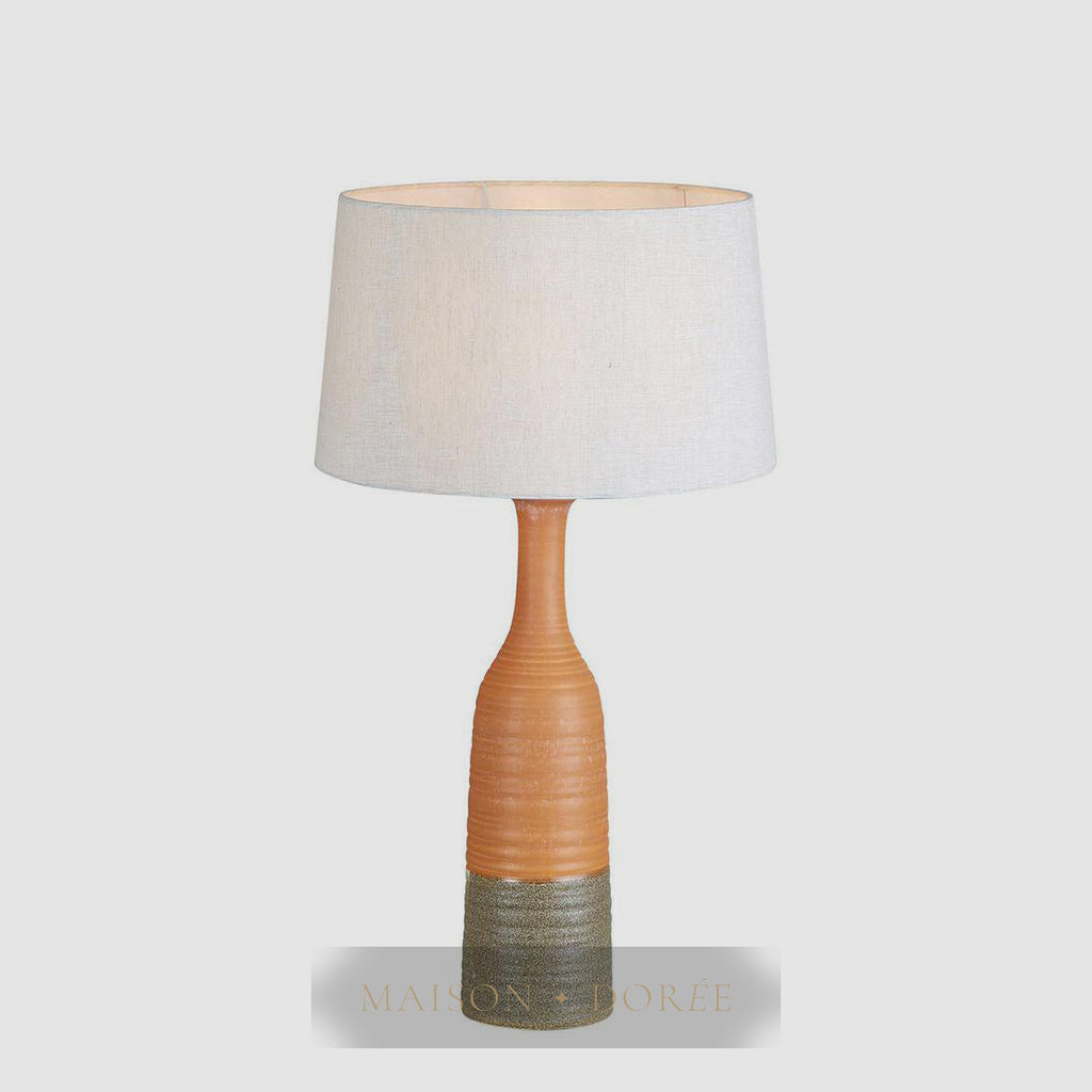 Potters Small - Orange/Brown - Tall Thin Glazed Ceramic Table Lamp