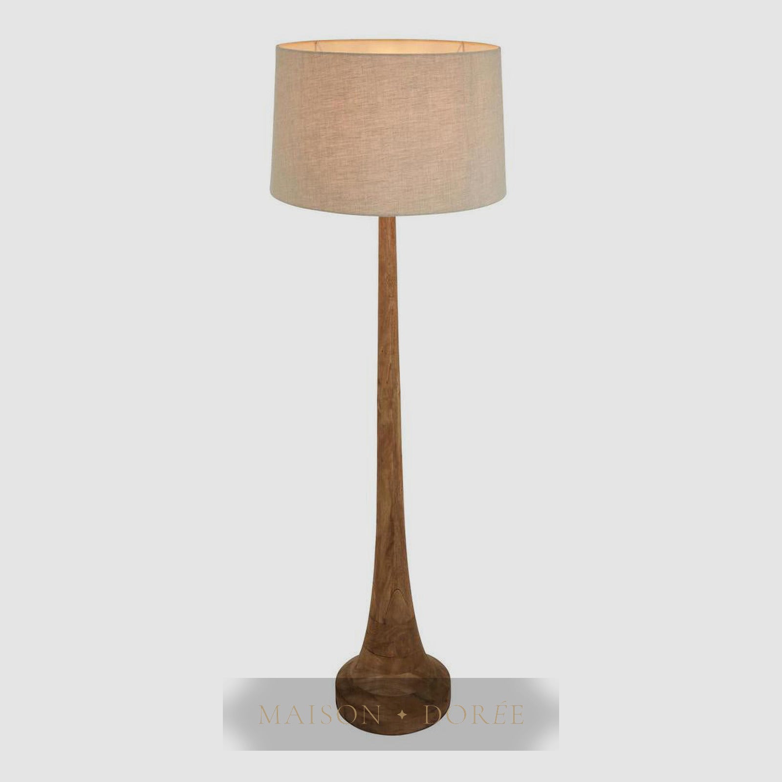 Lancia Large - Dark Natural - Turned Wood Slender Floor Lamp — Natural
