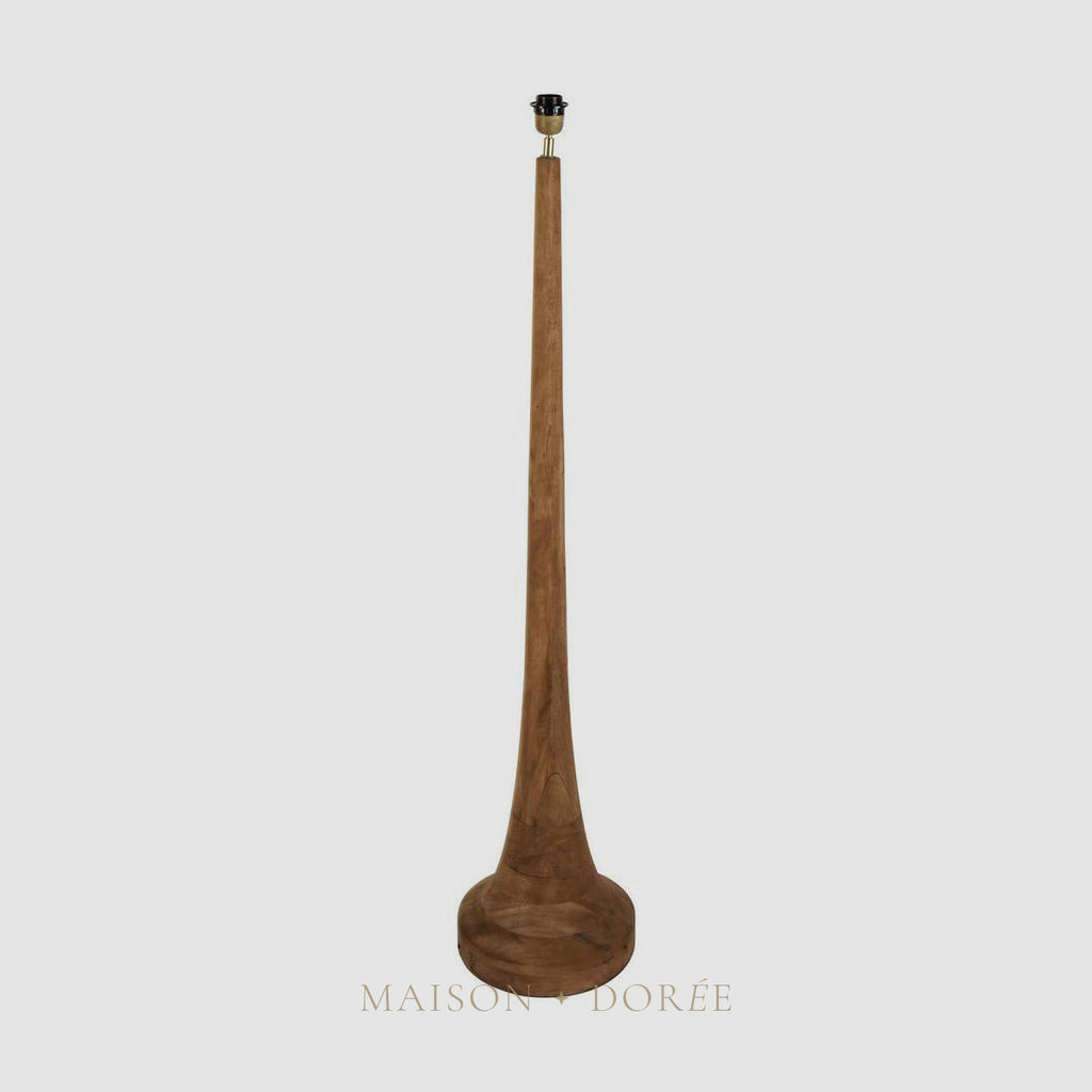 Lancia Large - Dark Natural - Turned Wood Slender Floor Lamp