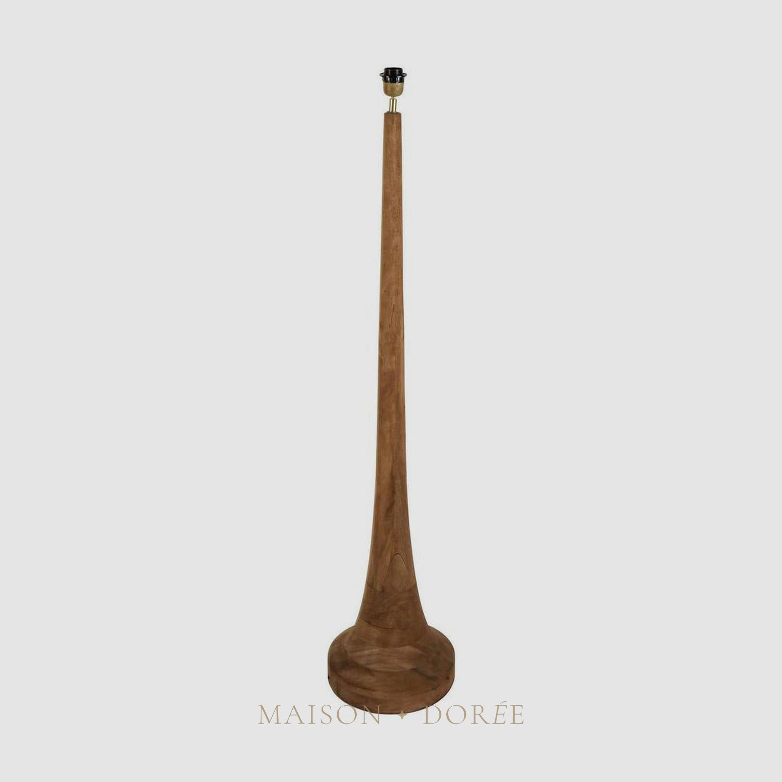 Lancia Large - Dark Natural - Turned Wood Slender Floor Lamp