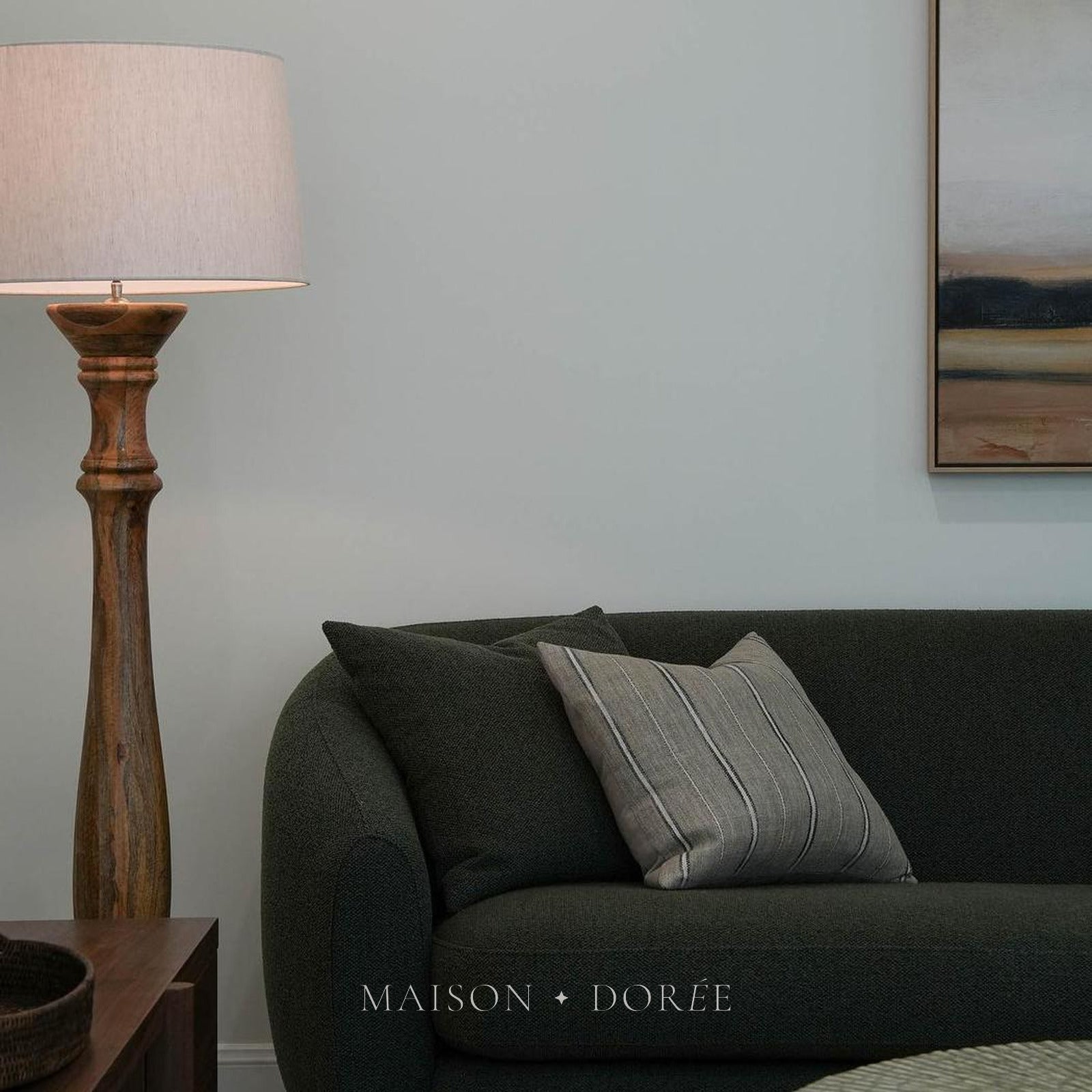 Candela Large - Dark Natural - Turned Wood Candlestick Floor Lamp