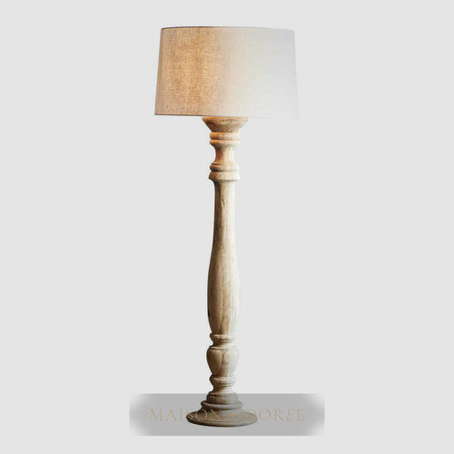Candela Large - Natural - Turned Wood Candlestick Floor Lamp
