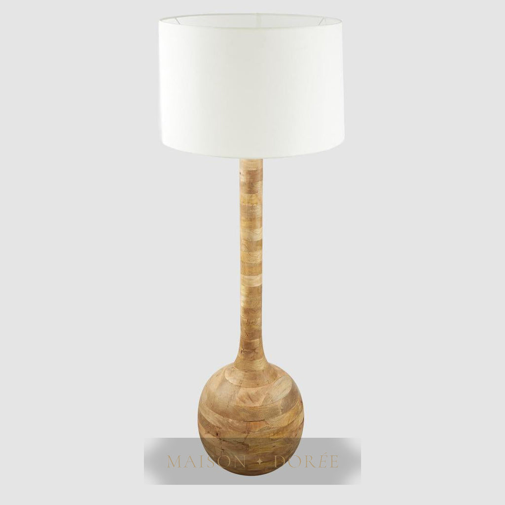 Sitar Turned Wood Floor Lamp Natural