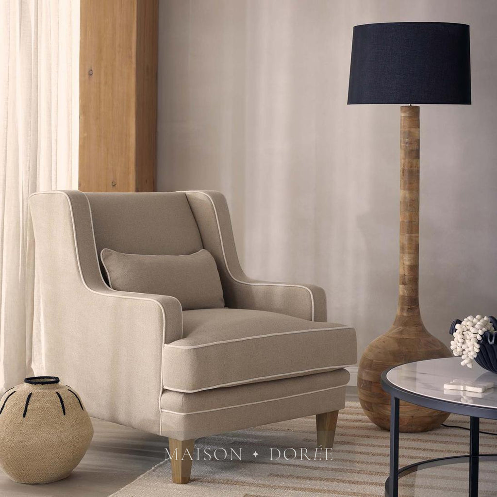 Sitar Turned Wood Floor Lamp Natural