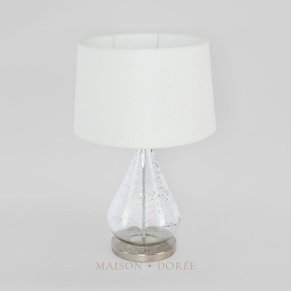 Lustre Teardrop Table - Clear - Stone Effect Glass Teardrop Table Lamp