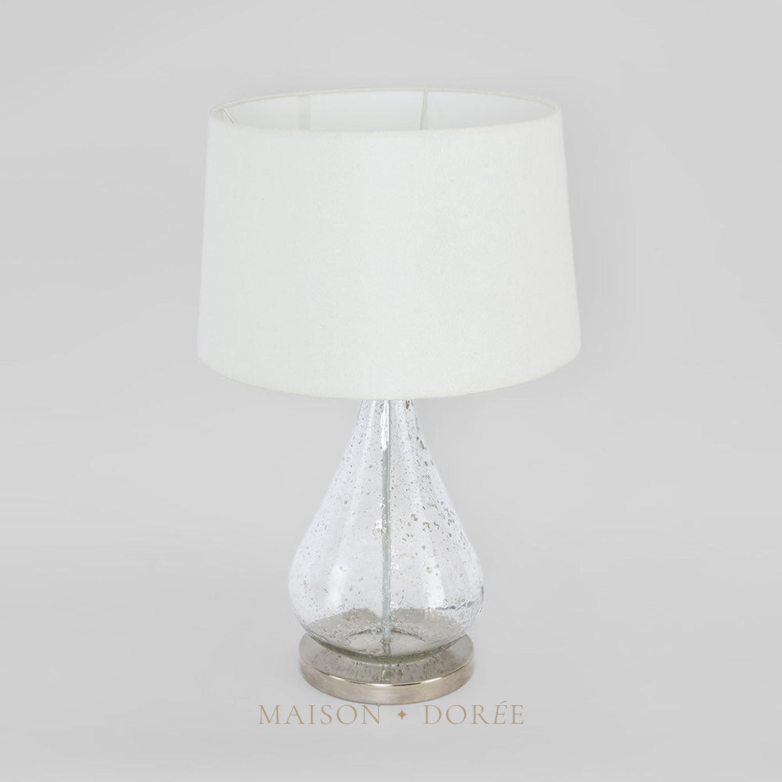 Lustre Teardrop Table - Clear - Stone Effect Glass Teardrop Table Lamp