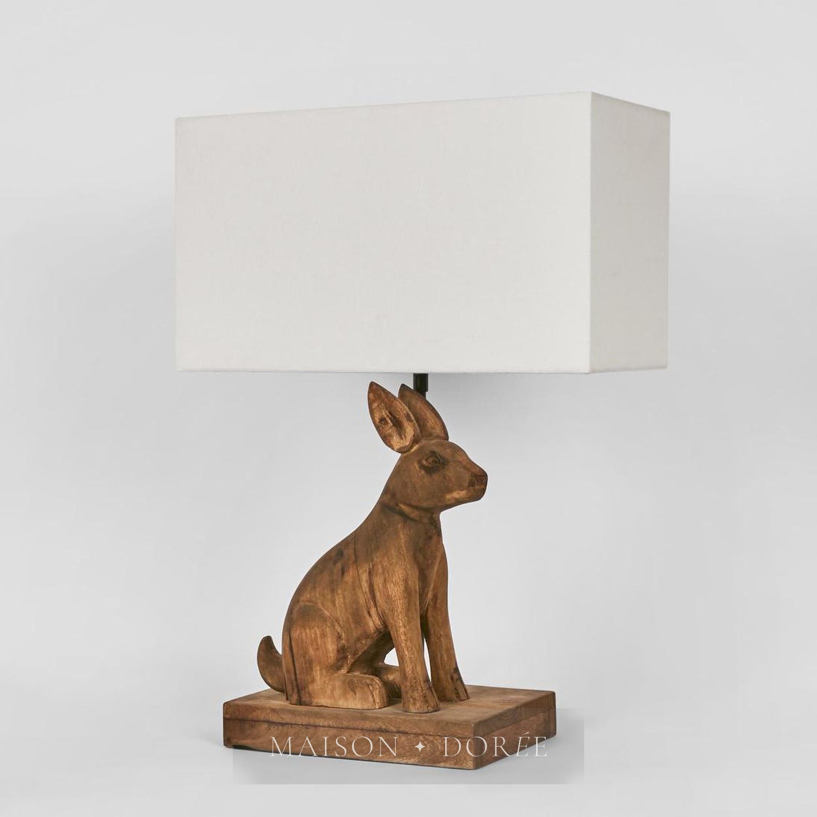 Simon - Dark Natural - Small Wooden Rabbit Table Lamp