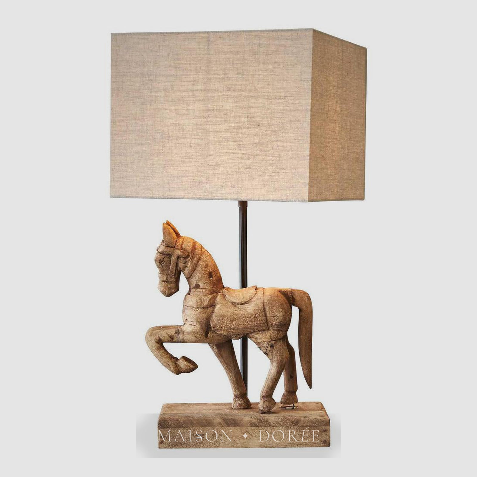Bonnie - Dark Natural - Small Wooden Horse Table Lamp