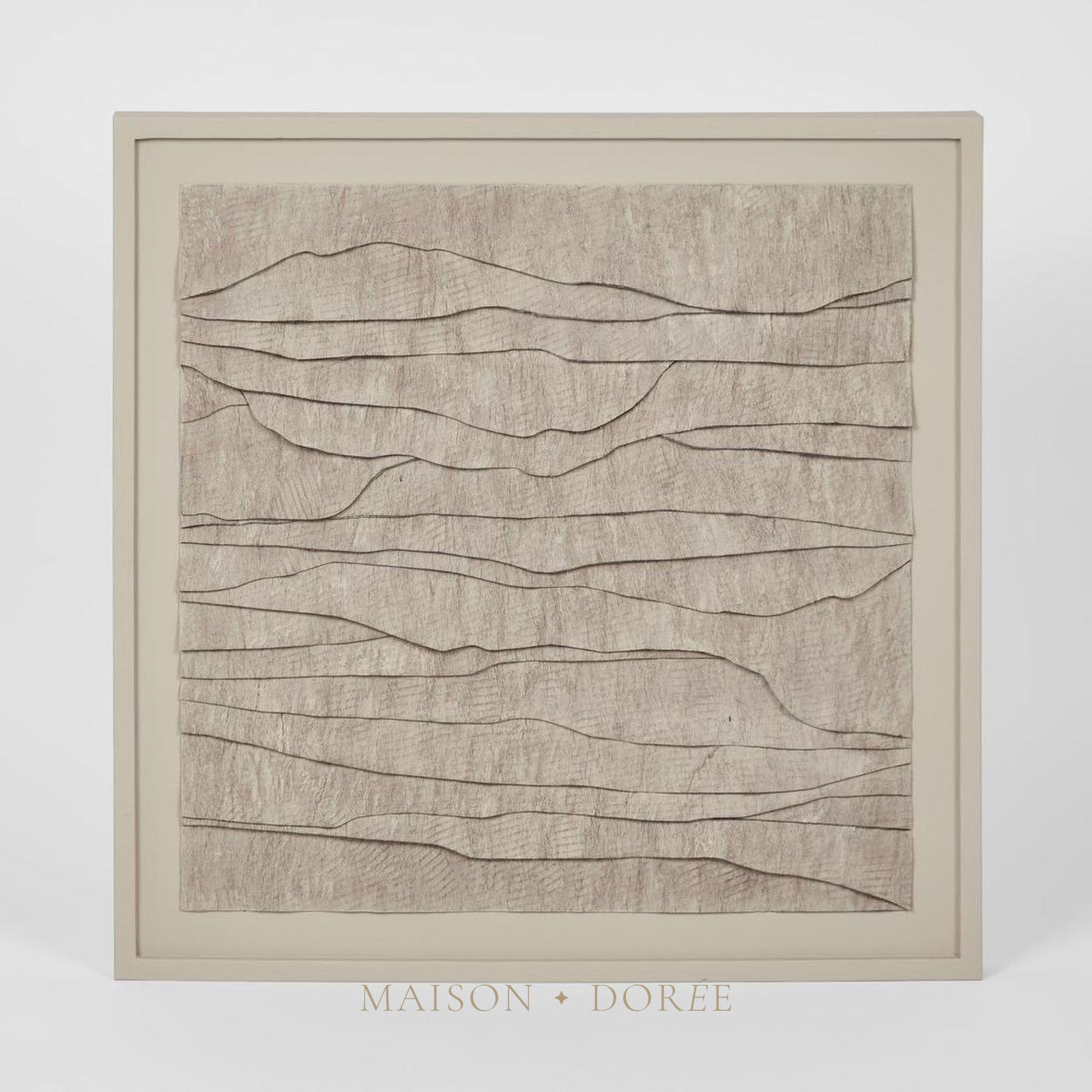 LADRAR Bark Wall Art Square Ecru