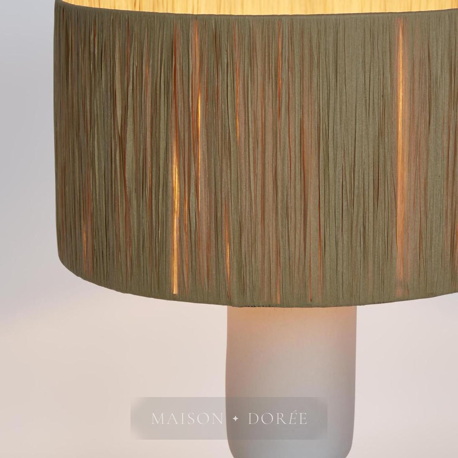 Clem Lamp Small White with Raffia shade