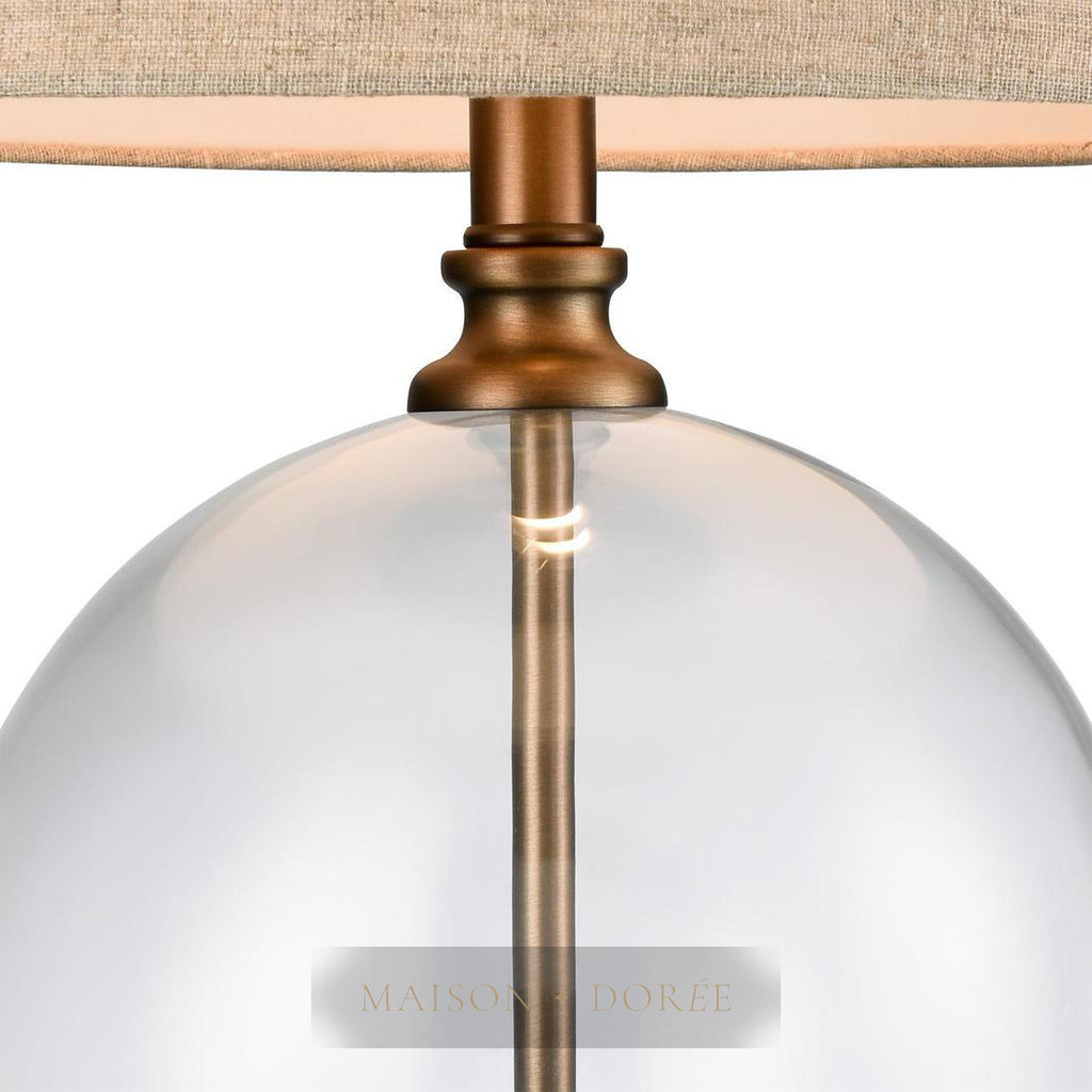 Ivy Small Antique Brass And Glass With Natural Linen Shade