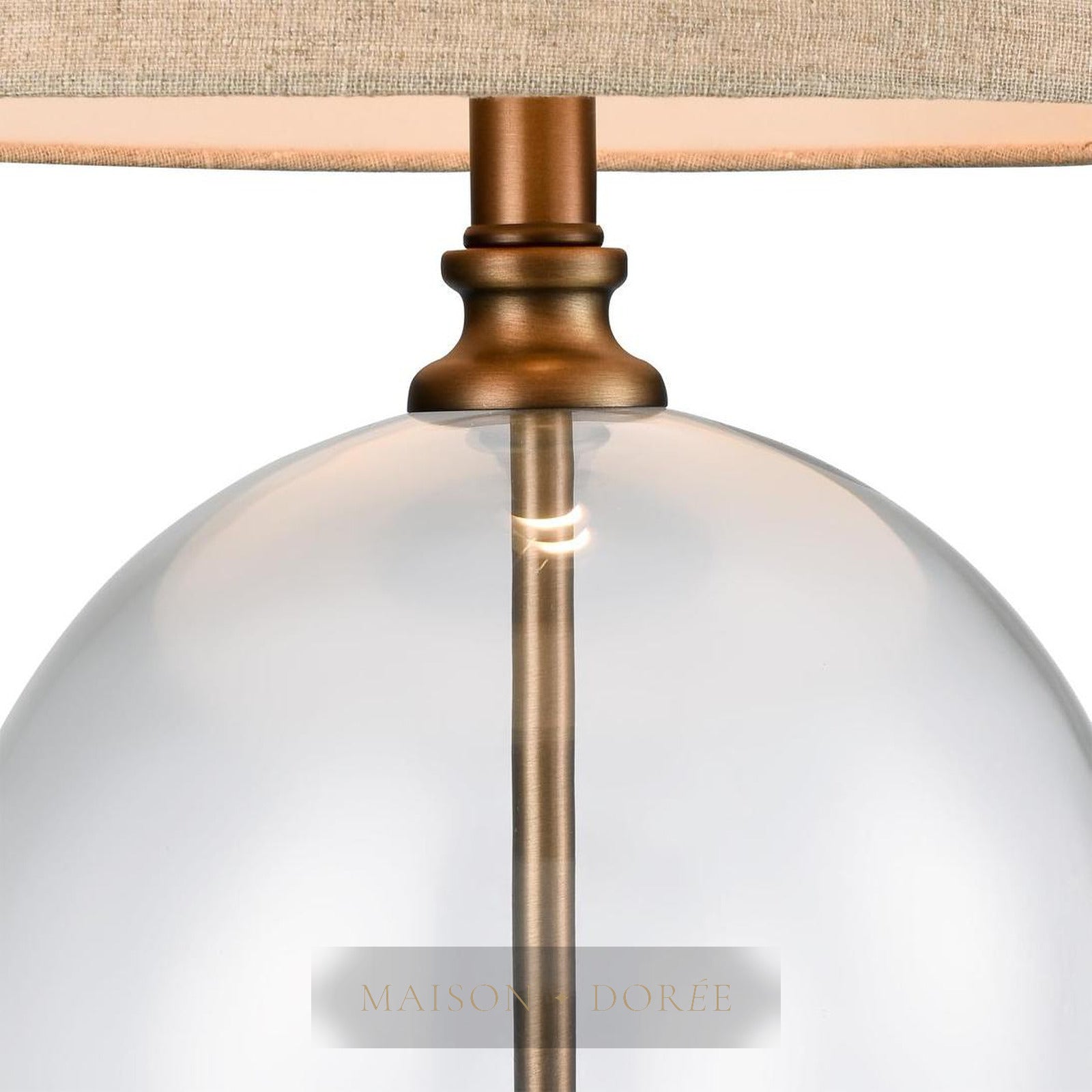 Ivy Small Antique Brass And Glass With Natural Linen Shade