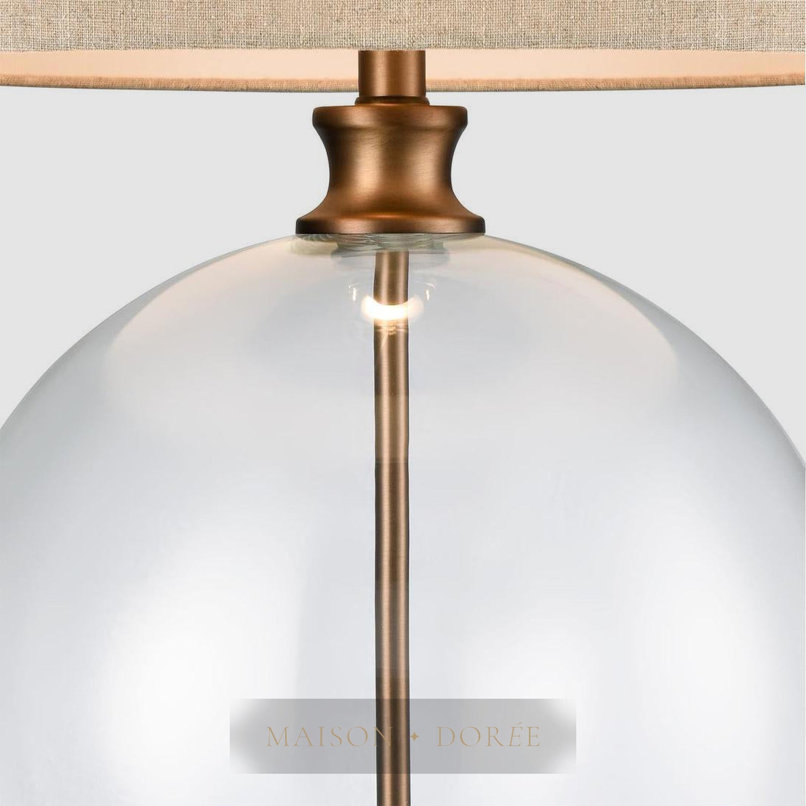 Ivy Antique Brass And Glass With Natural Linen Shade