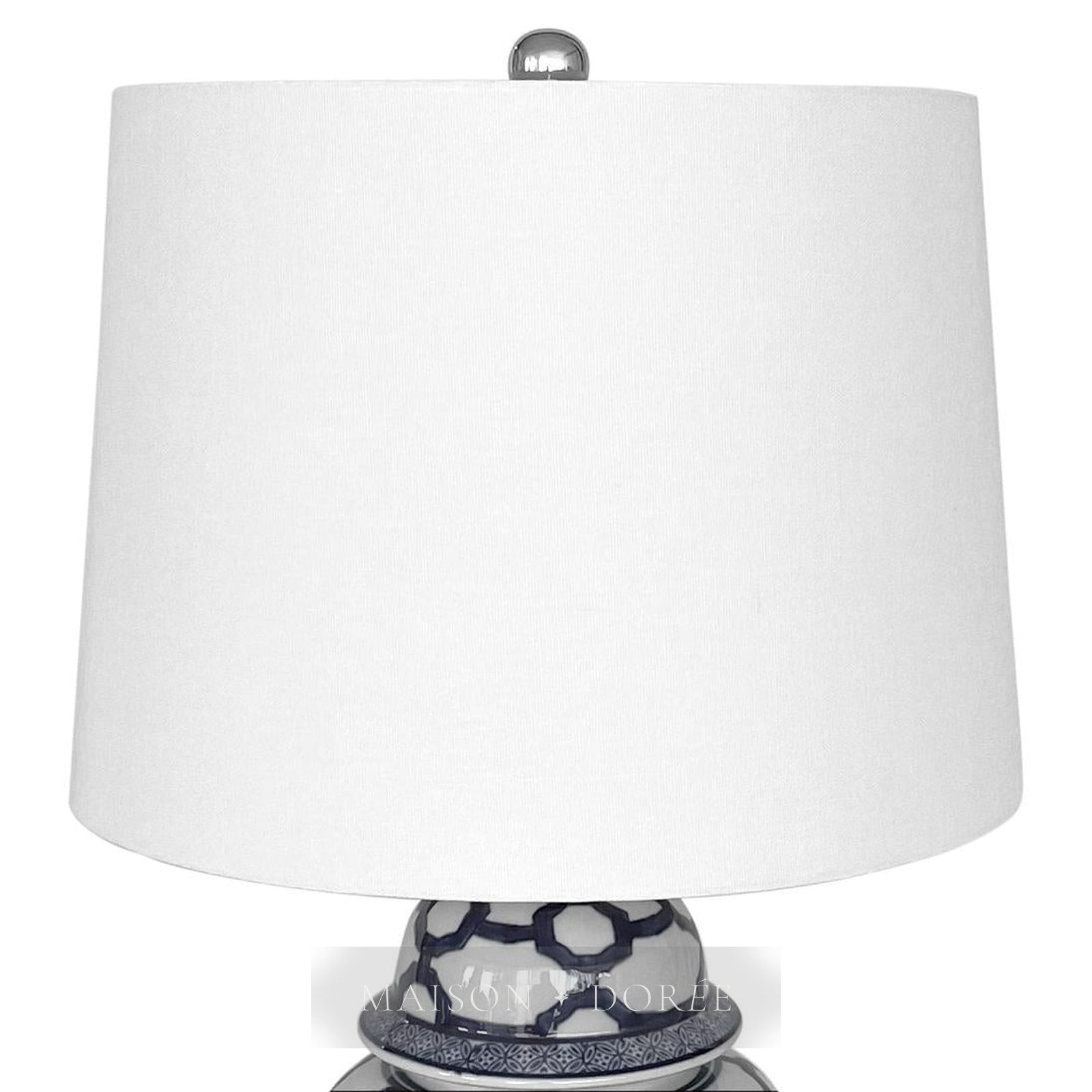 Lucca Small Blue & White Jar Shaped Lamp W/ Shade