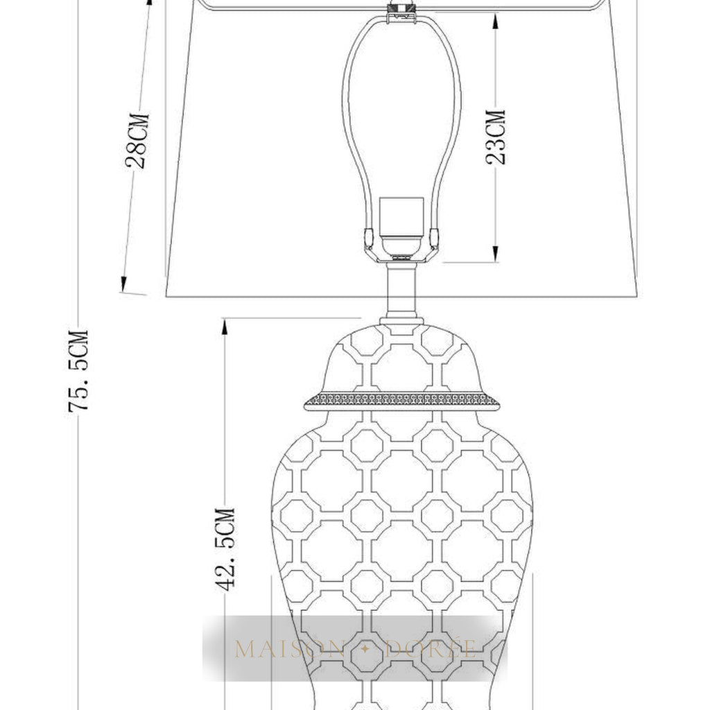 Lucca Blue & White Jar Shaped Lamp & Shade
