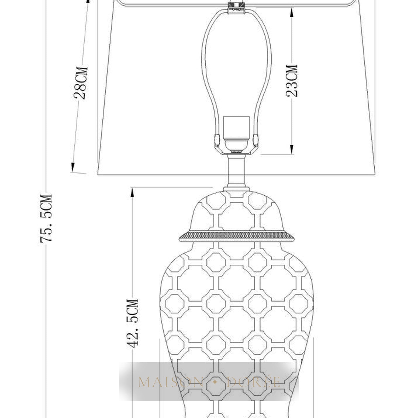 Lucca Blue & White Jar Shaped Lamp & Shade