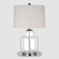Regency Nickel and Glass Table Lamp with Natural Linen Shade